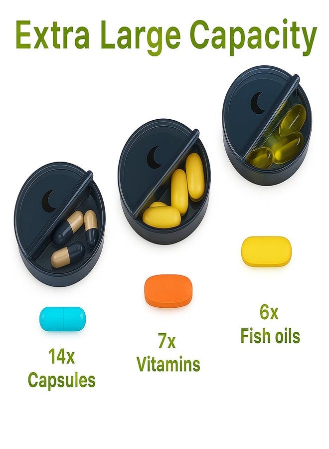 vigor path 7-Day Pill Organizer with Two Compartments Per Day, Ideal for Pills/Vitamins/Fish Oil/Supplements Storage, BPA-Free and Easy to Clean (Black) - Image 2